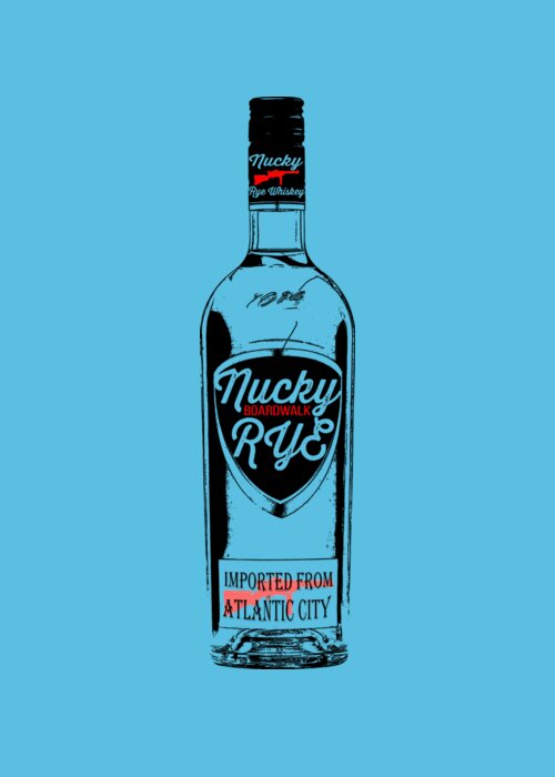 Nucky Greeting Card featuring the digital art Nucky Thompson Boardwalk Rye Whiskey Tee by Edward Fielding