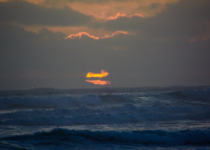 Seascape Greeting Card featuring the photograph Nuclear Sunset by Tikvah's Hope