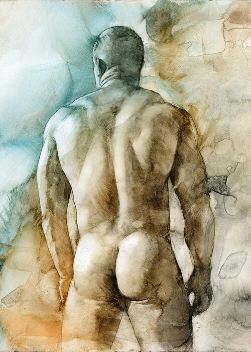 Male Greeting Card featuring the painting Nude 51 by Chris Lopez
