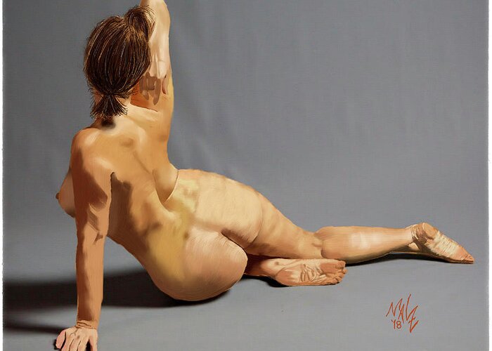 Nude Greeting Card featuring the digital art Nude by Mal-Z