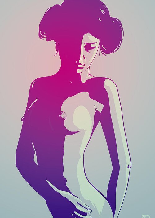 Star Wars Greeting Card featuring the drawing Nude Princess Leia by Giuseppe Cristiano