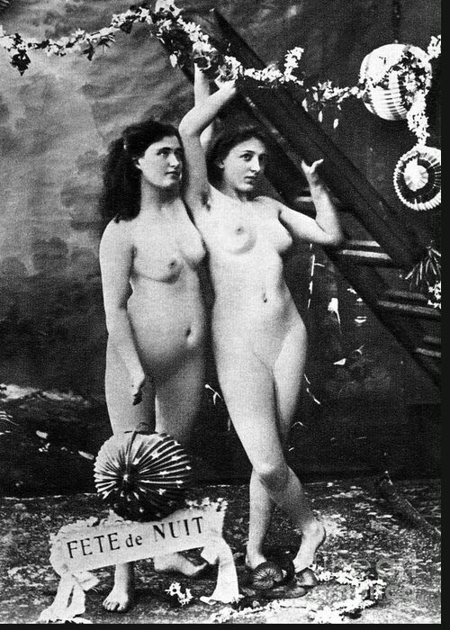 1900 Greeting Card featuring the photograph NUDES AT FESTIVAL, c1900 by Granger