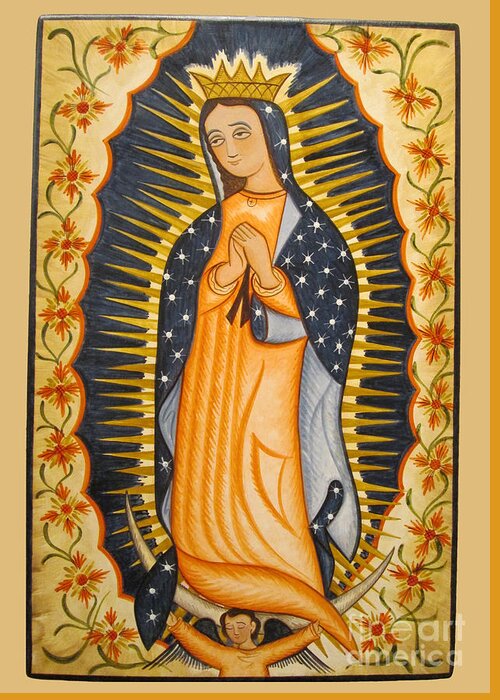 Nuestra Seora De Guadalupe - Our Lady Of Guadalupe Greeting Card featuring the painting Nuestra Senora de Guadalupe - Our Lady of Guadalupe - AOLGD by Br Arturo Olivas OFS