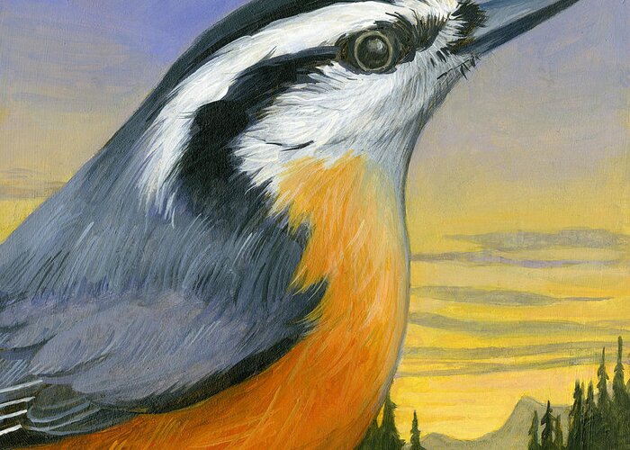 Nuthatch Greeting Card featuring the painting Nuthatch by Francois Girard