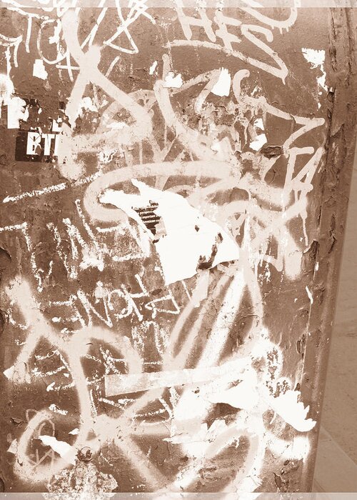 Sepia Graffiti Greeting Card featuring the photograph NYC Code by Feather Redfox