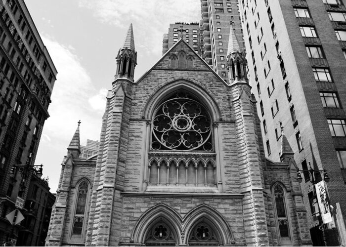City Greeting Card featuring the photograph NYC Holy Trinity Church - Black and White by Matt Quest