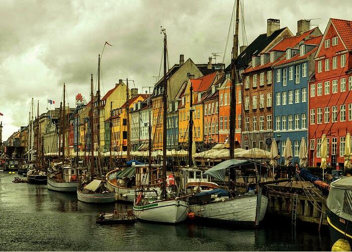 Boat Greeting Card featuring the photograph Nyhavn in Copenhagen by Rob Hemphill