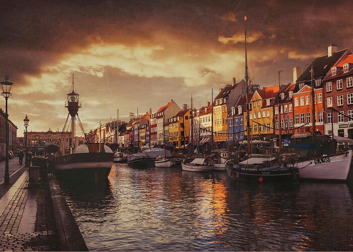 Nyhavn Greeting Card featuring the photograph Nyhavn Sunset Copenhagen by Carol Japp