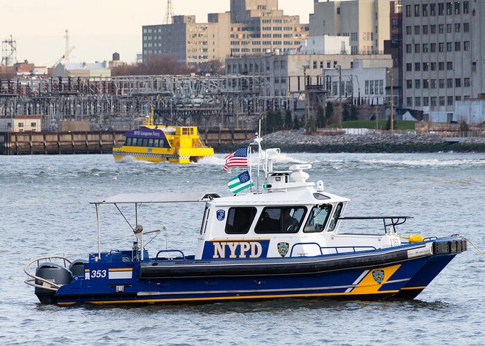 Brooklyn Greeting Card featuring the photograph NYPD Harbor Unit by SR Green