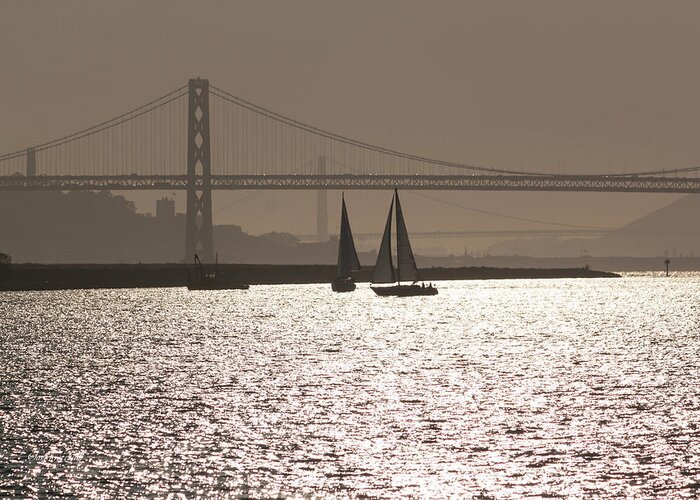 Photograph Greeting Card featuring the photograph Oakland Bay Bridge III by Suzanne Gaff