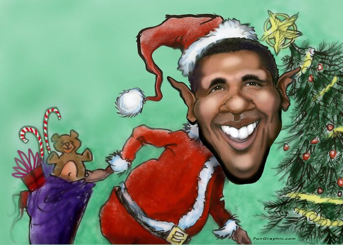 Santa Greeting Card featuring the digital art Obama Christmas by Kevin Middleton