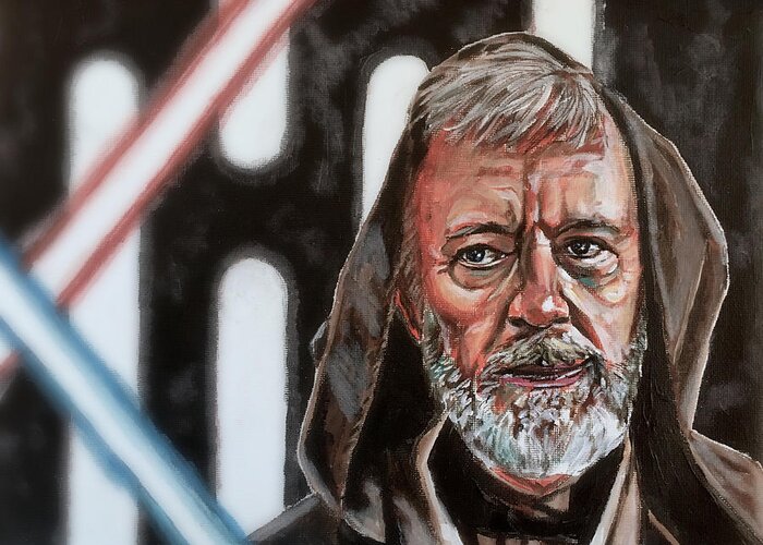 Star Wars Greeting Card featuring the painting Obi-Wan Kenobi's Last Stand by Joel Tesch