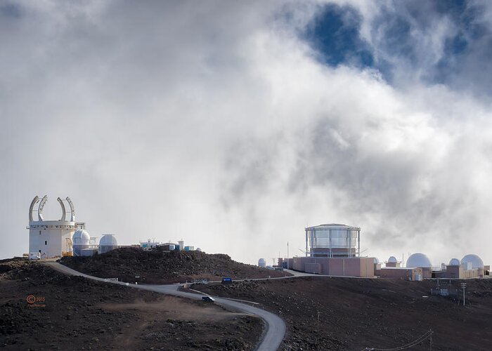 Clouds Greeting Card featuring the photograph Observatories at the Summit of Mount Haleakala by Jim Thompson