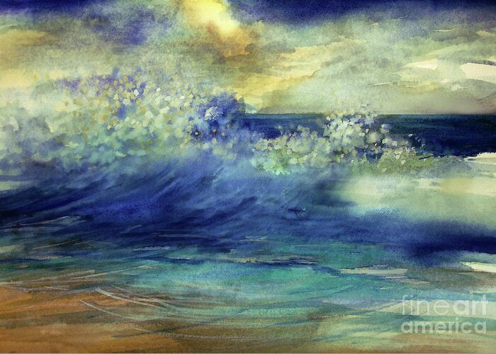 Ocean Greeting Card featuring the painting Ocean by Allison Ashton