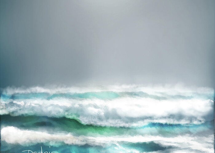 Ocean Digital Art Painting Procreate Ipad Pro Dedric Greeting Card featuring the digital art Ocean by Dedric Artlove W