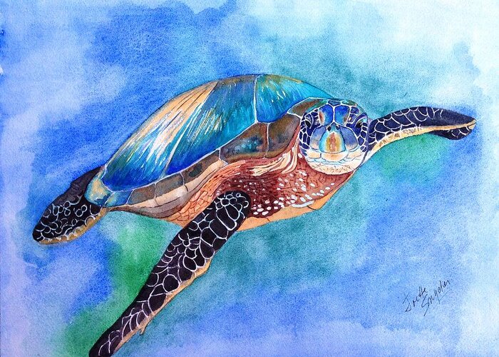 Sea Turtle Greeting Card featuring the painting Ocean Jewel by Joette Snyder