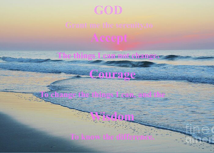 America Greeting Card featuring the photograph Ocean Sunrise Serenity Prayer by Robyn King