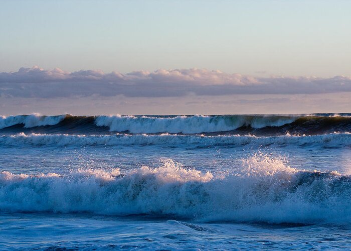 Ocean Greeting Card featuring the photograph Ocean Waves At Dusk by Dina Calvarese