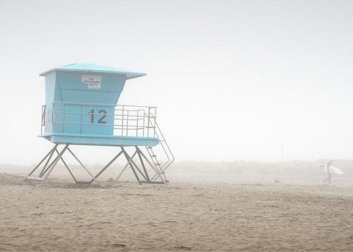 San Diego Greeting Card featuring the photograph Oceanside and Surfer in the Fog by William Dunigan