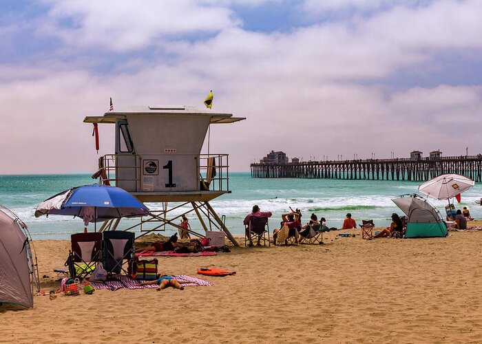 Oceanside Greeting Card featuring the photograph Oceanside Lifeguard by Bryant Coffey