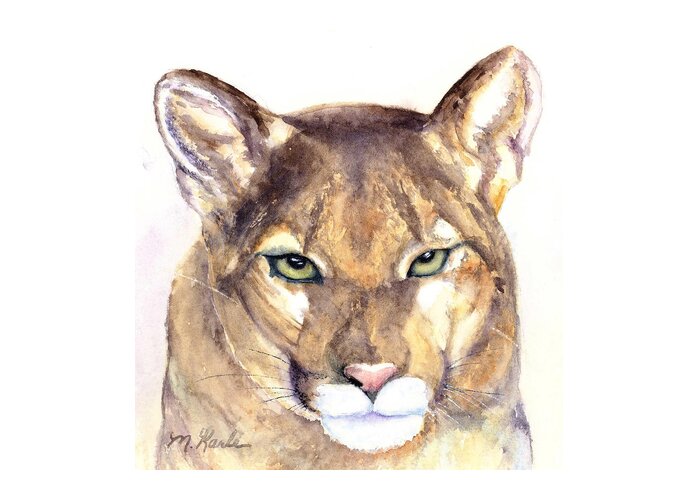 Mountain Lion Greeting Card featuring the painting October Lion by Marsha Karle