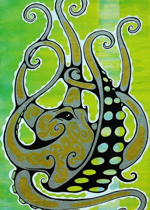 Octopus Greeting Card featuring the painting Octopus by John Benko