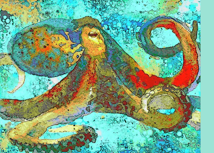 Octopus Greeting Card featuring the painting Caribbean Tango by Sandra Selle Rodriguez