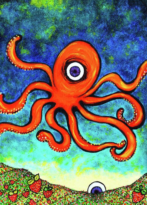 Octopus Greeting Card featuring the painting Octopus's Garden Of Hearts by Meghan Elizabeth