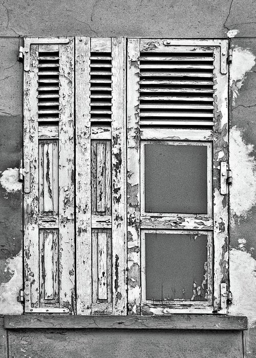 Odd Pair Greeting Card featuring the photograph Odd Pair - Shutters by Nikolyn McDonald