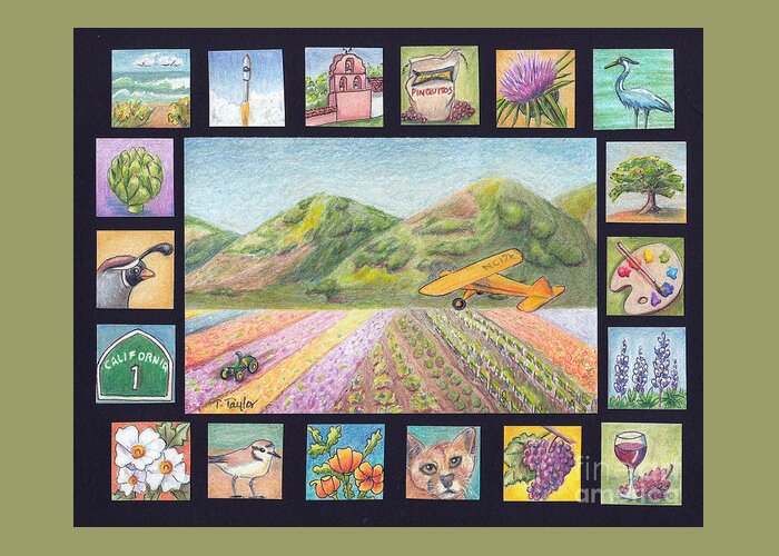 Lompoc Greeting Card featuring the drawing Ode to Lompoc by Terry Taylor