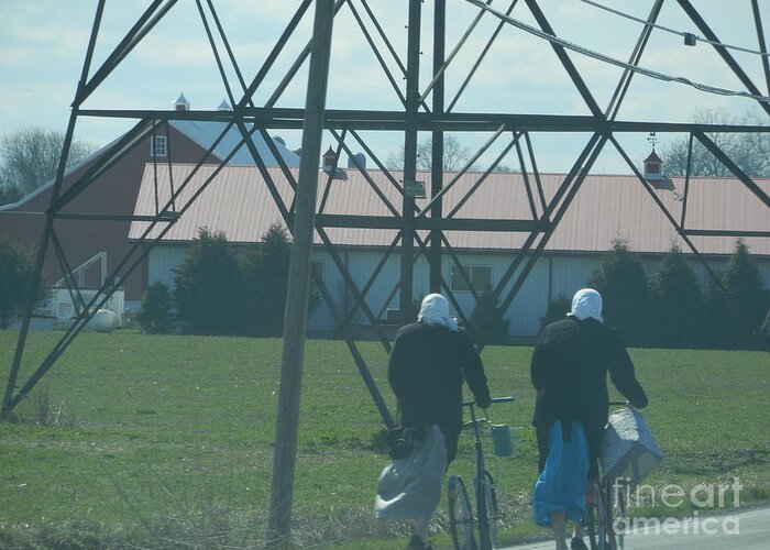 Amish Greeting Card featuring the photograph Off to Shop by Christine Clark