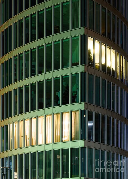 Office Greeting Card featuring the photograph Office building at night by Colin Rayner