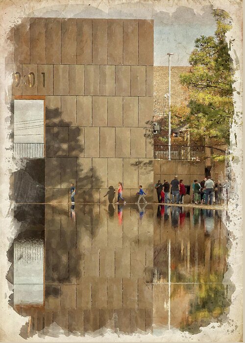 Bombing Greeting Card featuring the photograph OKC Memorial Watercolor VI by Ricky Barnard
