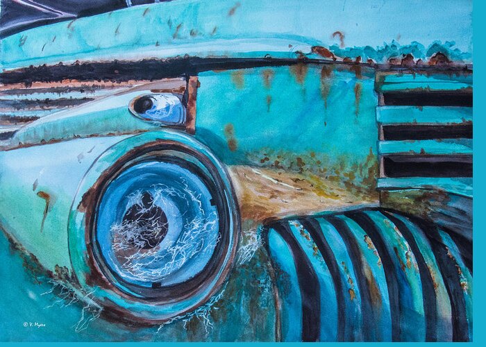Car Greeting Card featuring the painting Rusty Farm Truck by Vickie Myers