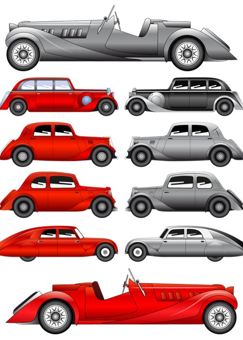 Car Greeting Card featuring the digital art Old Cars by Michal Boubin