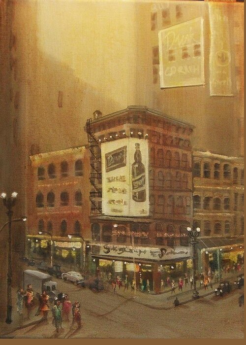  City Noir Greeting Card featuring the painting Old Chicago by Tom Shropshire