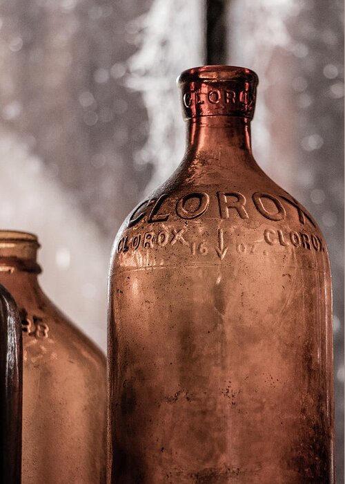 Old Greeting Card featuring the photograph Old Clorox Bottle by Teresa Wilson