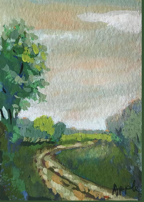 Landscape Greeting Card featuring the painting Old Country Road by Linda Apple