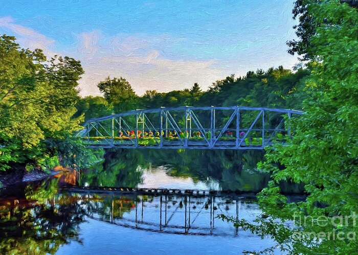 Oil Painting Effect Greeting Card featuring the photograph Simsbury Flower Bridge 2 by Lorraine Cosgrove