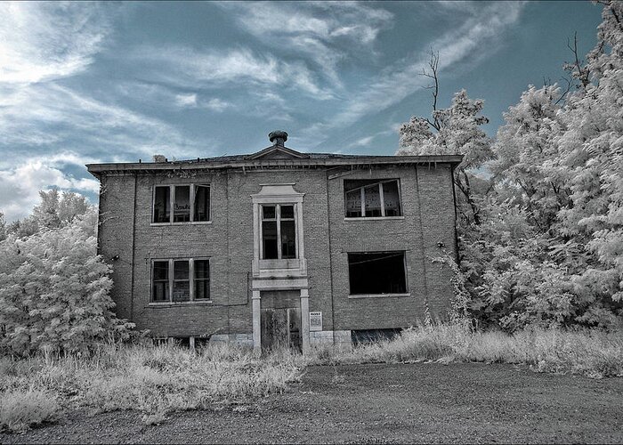 Old Greeting Card featuring the photograph Old Edmonton High School IR 2 by Amber Flowers