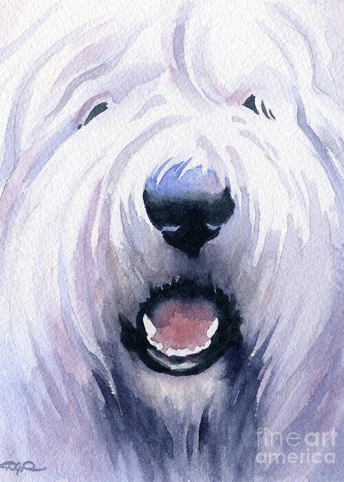 Old English Greeting Card featuring the painting Old English Sheepdog by David Rogers