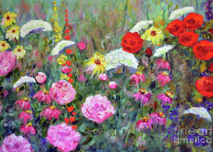 Flowers Greeting Card featuring the painting Old Fashioned Garden by Claire Bull