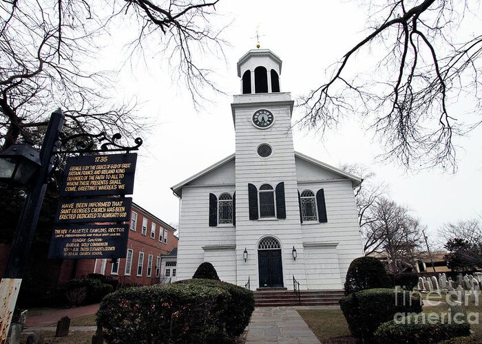 St. Georges Church Episcopal-anglican(1735) Hempstead Greeting Card featuring the photograph St. Georges Church Episcopal Anglican #1 by Steven Spak