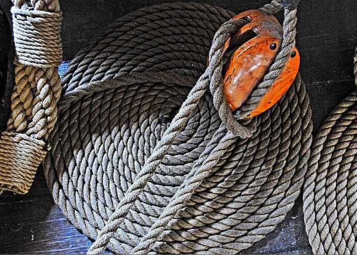 Old Ironsides Greeting Card featuring the photograph Old Ironsides Rope by Mike Martin