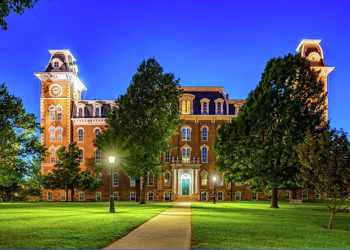 Fayetteville Greeting Card featuring the photograph An Evening Stroll To Old Main - Fayetteville Arkansas by Gregory Ballos