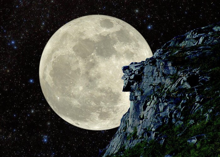 Nh Greeting Card featuring the photograph Old Man / Man in the Moon by Larry Landolfi