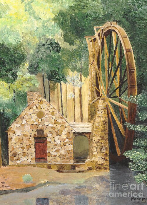 Mill Greeting Card featuring the painting Old Mill at Berry College by Rodney Campbell