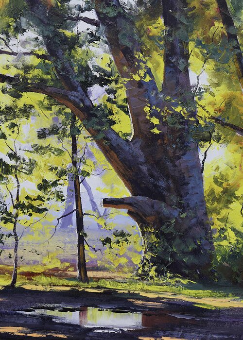 Nature Greeting Card featuring the painting Old Oak tree by Graham Gercken