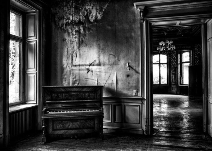 Abandoned Building Greeting Card featuring the photograph Old Piano Music by Dirk Ercken