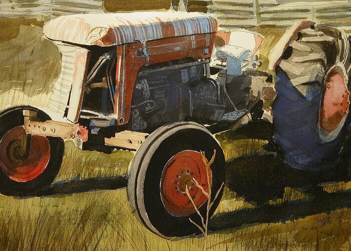 Walt Maes Greeting Card featuring the painting Old ranch tractor by Walt Maes